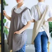 台灣發出家居清潔用品工作服無鞋帶圍兜圍裙雙層2口袋肩掛素色圍裙 素色圍裙 廚房 清潔 打掃 圍裙 廚師圍裙 咖啡師圍裙