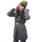 【荒野 wildland】女款 中長版 貉子毛保暖羽絨外套/大衣.保暖外套(92105 深霧灰)