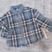 Levi’s kids 男女童 天絲棉 水洗彩格 牛仔襯衫 牛仔外套
