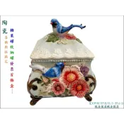 (店+)收納罐 陶瓷 糖果罐 歐式古典風 手繪 喜鵲與杜鵑花 方形 密封罐 造型 餅乾 發票 居家佈置 置物罐 禮物 禮品
