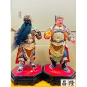 「昌隆」 一尺三站身 關平周倉 關平太子 周倉將軍 關聖帝君 關公 駕前 部將 樟木 實木雕刻 金身 神像 神尊 1尺3