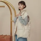【gozo】MOMO獨家款★限量開賣 雙拉鍊羅紋高領羽絨背心(兩色)