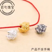 「匠心·DIY足銀醒獅」S999足銀 仿古色可愛醒獅穿孔珠 DIY立體招財舞龍舞獅隔珠 喜獅吊飾