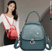 【Amay Style 艾美時尚】現貨 女包 真皮小包 雙肩包 斜背包 多重背法休閒牛皮小巧後背包