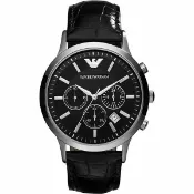 大高雄鐘錶城 EMPORIO ARMANI 亞曼尼 AR2447義式型男經典計時腕錶/黑面44mm｜樂天領券現折★全館特惠中★指定刷卡回饋10%