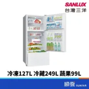 SANLUX 台灣三洋 SR-V480C 475L 一級能效 三門右開 變頻 琉璃白 冰箱