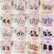 🌸Yur 飾品🌸 鋼針 耳環 抗過敏 防過敏 狗 法國鬥牛犬 法鬥 狗頭 沙皮狗 博美 柴犬 秋田 貴賓 馬爾濟斯 臘腸