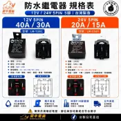 犀牛電裝含發票🇹🇼全新防水型 繼電器車用 5P 12V &24V 40A /30A繼電器 / relay ,汽車 機車