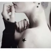 黑色星星HC-021/JW-036【WAWA TATTOO】果汁紋身草本紋身14天擦不掉紋身男女防水紋身貼紙刺青貼紙