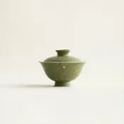全球選品1館 生活百貨 新中式手繪橘綠小青柑灑金菱花蓋碗陶瓷家用功夫茶具主人杯高檔