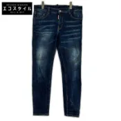 【DOKODEMO】Dsquared2 S74LA0651 靛藍色 D2 印花修身牛仔褲/牛仔褲 32 號 [二手]
