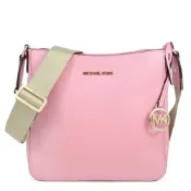 MICHAEL KORS Jet Set Travel 金字Logo織紋寬帶防刮長型斜背包(康乃馨粉/小)