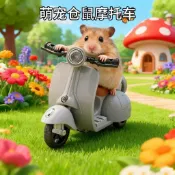🐶跨境網紅同款360度倉鼠特技摩托寵物電動車旋轉炫技三輪車玩具車🐶桃園出貨🐶