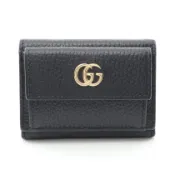 【DOKODEMO】【二手】Gucci Petite Marmont 三折皮夾 523277 黑色皮革 GG Marmont 三折皮夾 女士二手 B