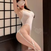 (店+)共度激情銷魂夜 透視油亮誘惑露臀彈力吊襪帶連體衣(連身衣+絲襪)兩件組性感睡衣 性感內衣 透明 女性情趣用品