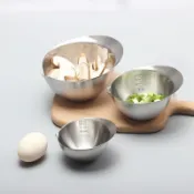 304 不銹鋼 烘焙 打蛋 攪拌 料理 導流嘴 刻度 容器 配菜碗 蒸蛋碗 多功能 調理碗 厨具