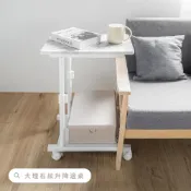 大理石紋移動邊桌-可升降 懶人桌 電腦桌 床邊桌 茶几 小餐桌 咖啡桌 麻將茶几 居家照護桌-鋼鐵力士