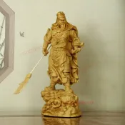 關公擺飾 關聖帝君擺件 崖柏木雕關公擺件 武財神像客廳裝飾工藝品 裝飾品禮品 關二爺