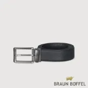 【BRAUN BUFFEL 德國小金牛】台灣總代理 都會時尚 簡約穿針式皮帶-鎗色/BF26S-WEG209A-GUN