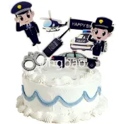 7 件生日快樂蛋糕禮帽, 用於警察節蛋糕裝飾警察主題蛋糕精選用品
