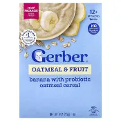 【iHerb】嘉寶, Oatmeal & Fruit Cereal with Probiotic, 12+ Months, Banana , 8 oz (227 g)