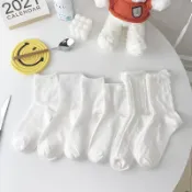 大唐襪業 D553白色Lolita襪子女中筒襪日係可愛洛麗塔長襪學生搭配裙子白色襪子