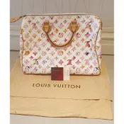 LV 2008年白彩限量版Monogram Watercolor Speedy 35 白色手提包