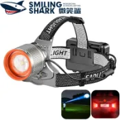 微笑鲨正品 TD0253 LED 强光頭燈 超亮M80 10000流明 感應工作頭燈 Type-c充電 白紅光防水6檔位