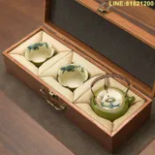 匠人木業 免運 手繪小青柑雛菊提梁壺一壺二杯家用新款泡茶器手繪釉下彩功夫茶具 茶具 送禮好物 喬遷好禮 茶杯