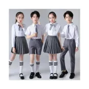 (店+)綺羅 女兒童白襯衫學生制服男女同款 長袖短袖✨ 中大童上衣 中小學生制服襯衫長袖襯衫短袖 學生裝春秋款洋裝童裝