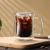 【MoonDy】杯子 水杯 馬克杯 玻璃杯 冷水杯 牛奶杯 咖啡杯 高硼矽 雙層玻璃 透明玻璃杯 220ml 耐熱玻璃杯