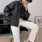 高級感秋冬款皮衣夾克男 復古潮牌韓版痞帥翻領寬鬆機車服外套男m-3xl
