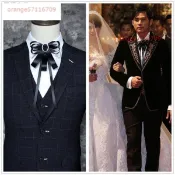 聚香員新品熱賣英倫風領結 西裝領結 亮片領結 休閒領結 結婚領帶 領結周杰倫結婚同款領花歐式英倫風西裝蝴蝶結黑潮男領帶