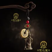 🙏結緣品🙏關公鑰匙圈 關聖帝君 避邪 鎮宅 關公黃銅汽車鑰匙扣掛件古風手工男潮包包掛飾品個性高檔吊墜男士