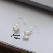 Aurora.acc｜迪娜 方塊鋯石銀針耳環｜奧蘿菈飾品｜附收納袋擦拭布 耳堵｜勾式 耳勾 銀耳環 墜式耳環 小紅書
