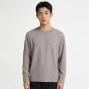 (店+)【OTTO服飾】高棉內刷毛圓領保暖長袖上衣 駝色 L-XL