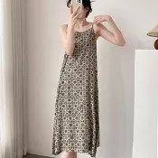 【K.W.】韓國空運輕棉麻圓點薄高品質免穿搭洋裝(小香風/輕量涼感/洋裝/休閒/日系/通勤/渡假)