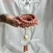 洛神櫻花薔薇粉紅菩提手串108顆小衆禮物男女手鏈白玉菩提子 佛珠
