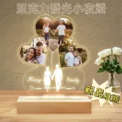 跨境新品客製LOVE心形擺檯 亞克力照片發光小夜燈 浪漫diy夜燈 送情侶朋友家人創意禮物