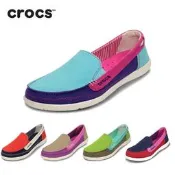 【下單送鞋花】Crocs卡駱馳 女士沃爾盧 帆布鞋 沃爾盧一腳蹬 懶人鞋 休閒帆布鞋 透氣輕便 女鞋