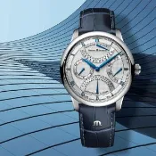 【Maurice Lacroix 艾美錶】Masterpiece 三逆跳雙時區機械錶 禮物 送禮(MP6538-SS001-110-1)