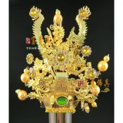 【富貴佛具】乙丘束冠 太子束冠 束冠 金珠水鑽束冠 神明帽／中壇元帥 三太子 太子元帥 8寸8束冠 1尺3束冠