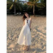 【洋裝】高級感黑色吊帶裙女2026夏季新款茶歇法式露背收腰顯瘦大擺長裙 小可愛 度假風 女裝 