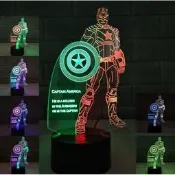 美國隊長2018立體燈 3D雙色七彩LED 觸摸開關 Captain America 漫威漫畫 錯覺夜燈趣味創意禮物