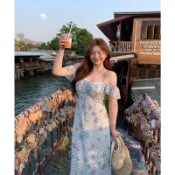 【初見大尺碼女裝】🦄大碼胖mm甜美溫柔碎花雪紡連衣裙女夏季新款修身顯瘦氣質度假裙子中大尺碼洋裝