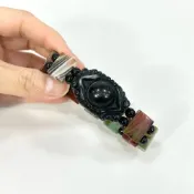 (店+)【御古齋】天然 九頁岩瑪瑙 雙龍拱珠 天眼天珠 手排 佛教聖物 避邪鎮煞 事事順心 開運招財 附盒 0526