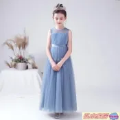 弘木家-演出服 禮服生日公主裙女童鋼琴圓鎖演奏服主持朗誦表演服藍色女童禮服 小提琴禮服 大提琴洋裝宴會禮服 畢業禮服