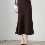 (店+)【米蘭精品】現貨+預購 半身裙A字裙網紗裙中長裙百褶裙子大碼洋裝休閒大尺碼女裝(魚尾裙包臀春秋2色74ke92)