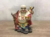 WH17279【四十八號老倉庫】二手 早期 台灣 波麗 塑膠 財神爺 彌勒佛 擺飾 高13cm【懷舊收藏拍片道具】