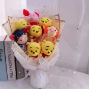 隔日到貨 維尼熊波波球花束 毛絨玩偶禮物 小熊維尼公仔娃娃花束 送男女友生日禮物節日禮物 強勝創意 情人節禮物 交換禮物
